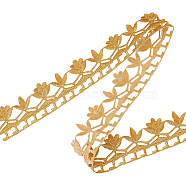 Iron on/Sew on Polyester Embroidery Flower Lace Ribbon, Clothes Accessories, Curtain Decoration, Gold, 2 inch(50mm), about 4.27 Yards(3.9m)/pc(SRIB-WH0026-32A)