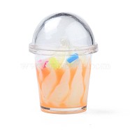 Resin Pendants, Imitation Ice Cream Cup Pendants, with Acrylic Cup & Polymer Clay Decor, Light Salmon, 34.5x27.5x29.5mm, Hole: 1.2~1.5mm(X-RESI-S402-01F)