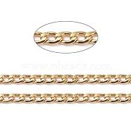 Brass Curb Chains, Cuban Link Chains, Chunky Chains, Soldered, Long-Lasting Plated, with Spool, Real 18K Gold Plated, 9x6x1.5mm, about 16.4 Feet(5m)/roll(CHC-G005-08G)
