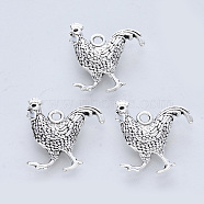 Tibetan Style Alloy Pendants, Cadmium Free & Lead Free, Chicken, Antique Silver, 20.5x20x5.5mm, Hole: 2mm(X-TIBE-R316-023AS-RS)
