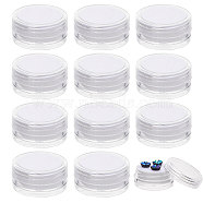 6Pcs Plastic Loose Diamond Boxes, Flat Round with Sponge Inside, for Jewelry Cabochons Displays, White, 3x1.5cm(CON-WH0001-19B)
