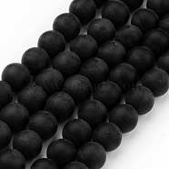 Frosted Glass Bead Strands, Round, Black, 6mm, Hole: 1mm, about 72pcs/strand, 15.7 inch(X-GLAA-G016-6mm-02)