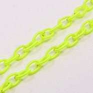 Handmade Nylon Cable Chains Loop, Oval, Green Yellow, 8~9x11~13x2mm, about 85cm/strand, 33.5 inch(EC-A001-26)