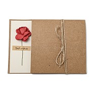 Dried Rose Paper Thank You Greeting Cards, with Kraft Paper Envelopes, Rectangle, Red, 170x120x1mm(AJEW-K043-01B)