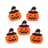 Acrylic Pendants, for Halloween, Pumpkin with Hat, Dark Orange, 38x33x2mm, Hole: 1.5mm(MACR-M020-06)