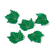Autumn Theme Acrylic Pendants, for DIY Earring Decoration, Maple Leaf, Green, 34x36x2mm, Hole: 1.6mm(OACR-D007-01A)