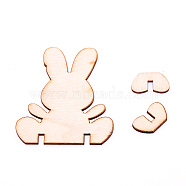 Wooden Stand, Unfinished Wooden Easter Bunny 3D Rabbit, for DIY Craft Painting Table Decoration, Bisque, 5.9x2.3x6.9cm(DIY-WH0199-46)