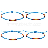 4Pcs 4 Style Glass Seed & Brass Braided Bead Bracelets and Anklets Set, Friendship Jewelry for Women, Colorful, Inner Diameter: 1.97~3.27 inch(5~8.3cm), 2.76~3.78 inch(7~9.6cm), 1Pc/style(SJEW-SW00003-04)