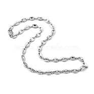 304 Stainless Steel Coffee Bean Chain Necklaces, with Lobster Claw Clasps, Stainless Steel Color, 15.75 inch(40cm)(NJEW-JN03083-01)