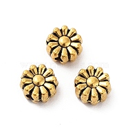 Tibetan Style Alloy Beads, Cadmium Free & Lead Free, Flower, Antique Golden, 6x6x3.5mm, Hole: 1.4mm(FIND-Q094-30AG)