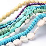 Natural Magnesite Bead Strands, Dyed & Heated, Mixed Shapes, Mixed Color, 5~26x4~18x3~12mm, Hole: 1mm, about 16~93pcs/strand, 15.5 inch(TURQ-G930-01)