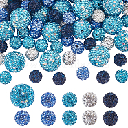 100Pcs 5 Colors Polymer Clay Pave Rhinestone Beads, Disco Ball Beads, Mixed Color, PP13(1.9~2mm), 6 Rows Rhinestone, 10mm, Hole: 1.5mm, 20pcs/color(RB-OC0001-10A)