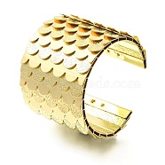 Alloy European American Exaggerated Open Cuff Fish Scale Pattern Bangles for Women, Golden, Inner Diameter: 2-1/4x1-7/8 inch(5.75x4.8cm)(BJEW-L697-002G)