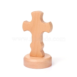 Easter Theme Wood Cross Display Decoration, for Church Decoration, Tan, 120x65mm(PW-WG79510-04)