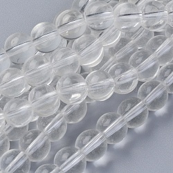 Glass Beads Strands, Round, Clear, 10mm, Hole: 1.6mm, about 30pcs/strand, 9.4 inch~10.6 inch(24~27cm), about 27strands/bag, 1000g/bag(GLAA-E416-01F-10mm)