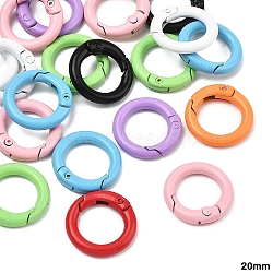 20Pcs Spray Painted Alloy Spring Gate Rings, Ring, Mixed Color, 20x5mm(FIND-YW0017-97)