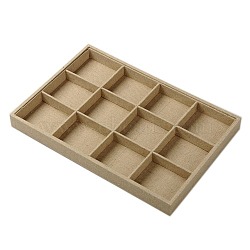 Wood Jewelry Displays, with Imitation Burlap, Cuboid, Tan, 350x240x31mm(ODIS-G006-01)