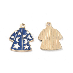 Light Gold Tone Alloy Enamel Pendants, Clothes with Moon & Star Charm, Royal Blue, 23x19x1.5mm, Hole: 2mm(ENAM-P247-12KCG)