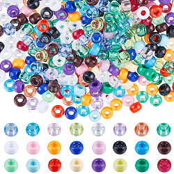 960Pcs 24 Colors Opaque Plastic Beads, Barrel, Mixed Color, 9x6mm, Hole: 3.8mm, 40pcs/color(KY-SC0001-82)
