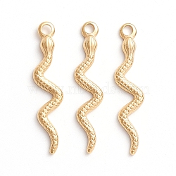 Ion Plating(IP) 304 Stainless Steel Pendants, Snake, Golden, 28x6.5x1.5mm, Hole: 2mm(X-STAS-D174-21G)