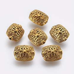 Tibetan Style Beads, Zinc Alloy Beads, Antique Golden Color, Lead Free & Cadmium Free, Rectangle, Size: about 11mm wide, 13mm long, 6.5mm thick, hole: 1.5mm(GLF5179Y)