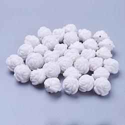 Opaque Acrylic Beads, Flower, White, 16x16mm, Hole: 1.8mm, about 255pcs/500g(MACR-S635-16mm-2)