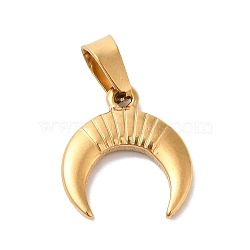 304 Stainless Steel Pendants, Golden, Double Horn/Crescent Moon Charm, 17.5x16x3mm, Hole: 4x6mm(STAS-I200-03)