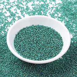 MIYUKI Round Rocailles Beads, Japanese Seed Beads, (RR1017) Silverlined Emerald AB, 11/0, 2x1.3mm, Hole: 0.8mm, about 1100pcs/bottle, 10g/bottle(SEED-JP0008-RR1017)