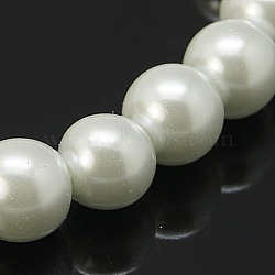 1Strand Glass Pearl Beads Strands, Pearlized, Round, White, Size: about 4mm in diameter, hole: 1mm, about 216pcs/str(X-HY-4D-B01)