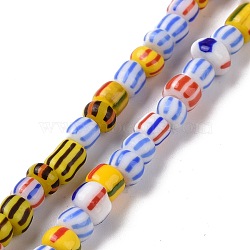 Opaque Handmade Lampwork Beads Strands, Rondelle, Colorful, 4.5~6.5x3.5~7mm, Hole: 1.2mm, about 102pcs/strand, 16.06''(40.8cm)(LAMP-H061-03)