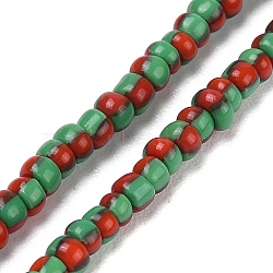 Handmade Lampwork Beads Strands,  3 Tone, Column, Colorful, 3x2~4mm, Hole: 0.8mm, about 130pcs/strand, 14.96~15.16 inch(38~38.5cm)(BLOW-K001-01A-14-01)