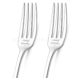 Globleland 1 Set 2Pcs 304 Stainless Steel Fork, Word, with 1Pc Coated Paper Cutlery Storage Box, Heart Pattern, 200x24mm(AJEW-GL0001-19-057)