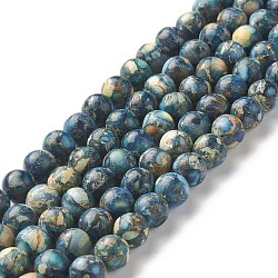 Natural Imperial Jasper Beads Strands, Dyed, Round, Dodger Blue, 8~8.5mm, Hole: 1~1.2mm, about 47~48pcs/strand, 15.16 inch(38.5cm)(G-I122-8mm-18)