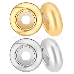 Elite 4Pcs 2 Colors Sterling Silver Spacer Beads, Rondelle, with Rubber Inside, Mixed Color, 7x3mm, Hole: 2mm, 2pcs/color(STER-PH0001-64)