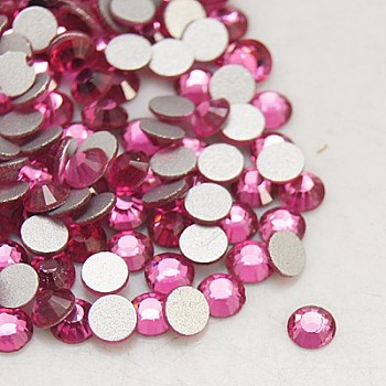 Glass Flat Back Rhinestone, Grade A, Back Plated, Faceted, Half Round, Rose, 7.1~7.3mm, about 288pcs/bag