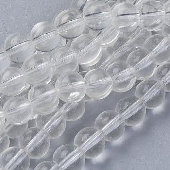 Glass Beads Strands, Round, Clear, 10mm, Hole: 1.6mm, about 30pcs/strand, 9.4 inch~10.6 inch(24~27cm), about 27strands/bag, 1000g/bag
