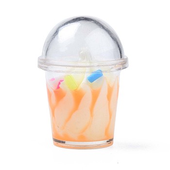 Resin Pendants, Imitation Ice Cream Cup Pendants, with Acrylic Cup & Polymer Clay Decor, Light Salmon, 34.5x27.5x29.5mm, Hole: 1.2~1.5mm
