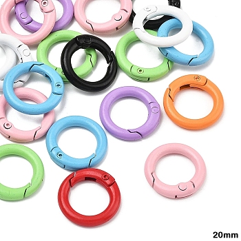 20Pcs Spray Painted Alloy Spring Gate Rings, Ring, Mixed Color, 20x5mm