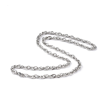 201 Stainless Steel Rope Chain Necklace for Men Women, Stainless Steel Color, 20.28 inch(51.5cm)
