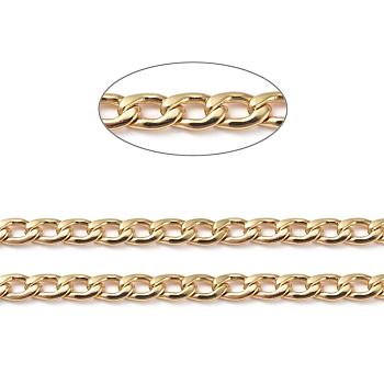 Brass Curb Chains, Cuban Link Chains, Chunky Chains, Soldered, Long-Lasting Plated, with Spool, Real 18K Gold Plated, 9x6x1.5mm, about 16.4 Feet(5m)/roll