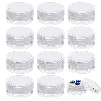 6Pcs Plastic Loose Diamond Boxes, Flat Round with Sponge Inside, for Jewelry Cabochons Displays, White, 3x1.5cm