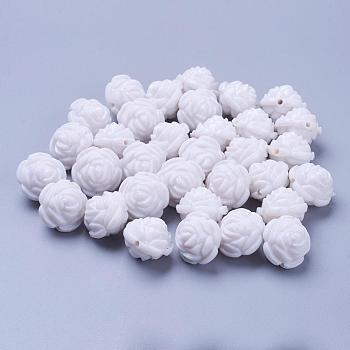 Opaque Acrylic Beads, Flower, White, 16x16mm, Hole: 1.8mm, about 255pcs/500g
