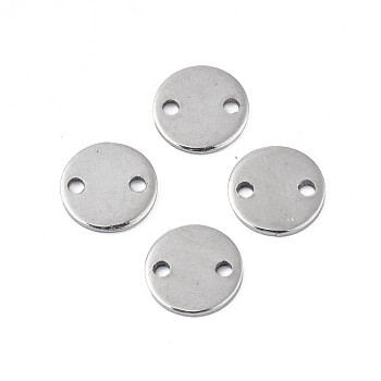 304 Stainless Steel Connector Charms, Stamping Blank Tag, Flat Round, Stainless Steel Color, 8x1mm, Hole: 1.2mm