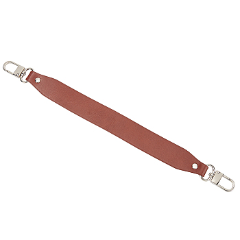 Cowhide Leather Bag Handles, with Alloy Swivel Clasps, for Bag Replacement Accessories, Coconut Brown, 36.7x3.05x0.7cm