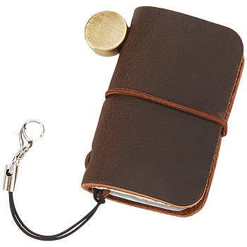 Leather Notebook, Travel Journal, with Lanyard, Rectangle, Coconut Brown, 49x43x15mm