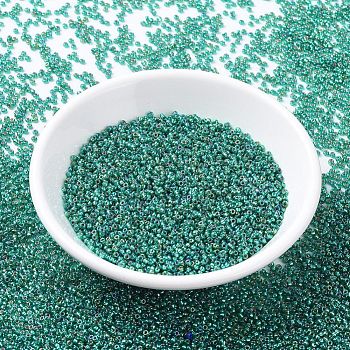 MIYUKI Round Rocailles Beads, Japanese Seed Beads, (RR1017) Silverlined Emerald AB, 11/0, 2x1.3mm, Hole: 0.8mm, about 1100pcs/bottle, 10g/bottle