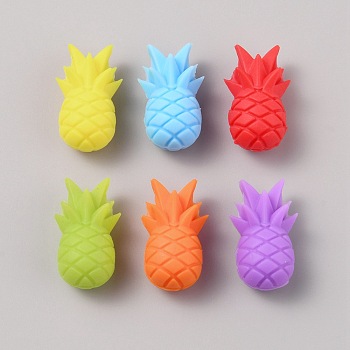 6Pcs Pineapple Silicone Wine Glass Charms, Goblet Marker, Mixed Color, 26x14x16mm