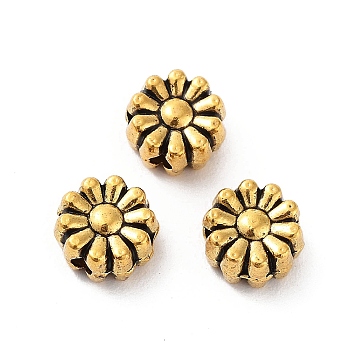 Tibetan Style Alloy Beads, Cadmium Free & Lead Free, Flower, Antique Golden, 6x6x3.5mm, Hole: 1.4mm