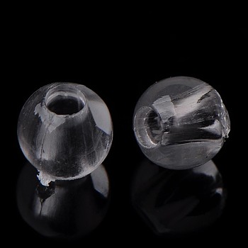 Transparent acrylic beads, Round, White, about 4mm in diameter, hole:1mm, about 14000pcs/500g