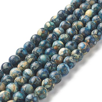 Natural Imperial Jasper Beads Strands, Dyed, Round, Dodger Blue, 8~8.5mm, Hole: 1~1.2mm, about 47~48pcs/strand, 15.16 inch(38.5cm)